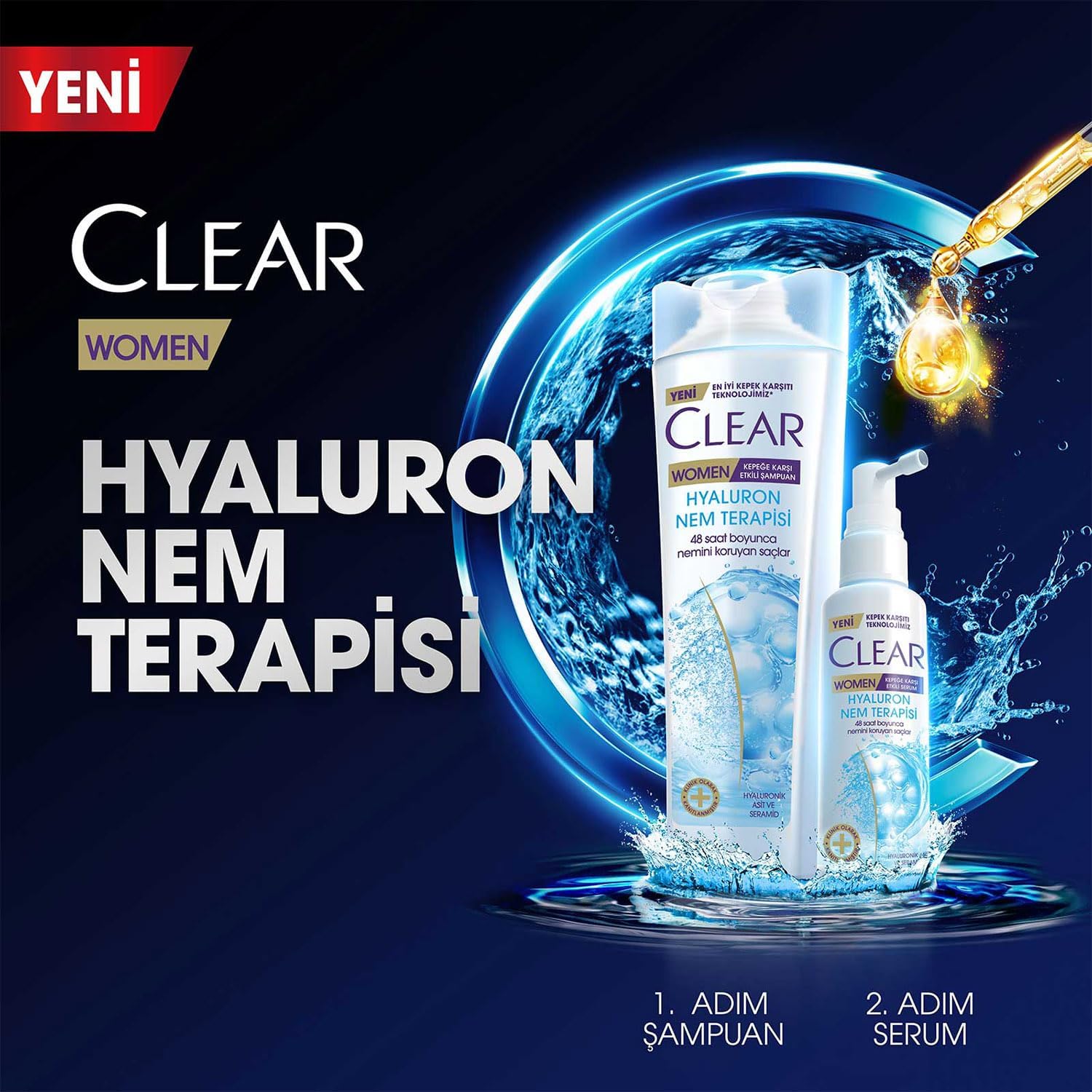 شامپو زنانه کلیر Hyaluron Nem Terapisi آبرسان و ضد شوره 350 میلیلیتر | Clear Women - تصویر 7