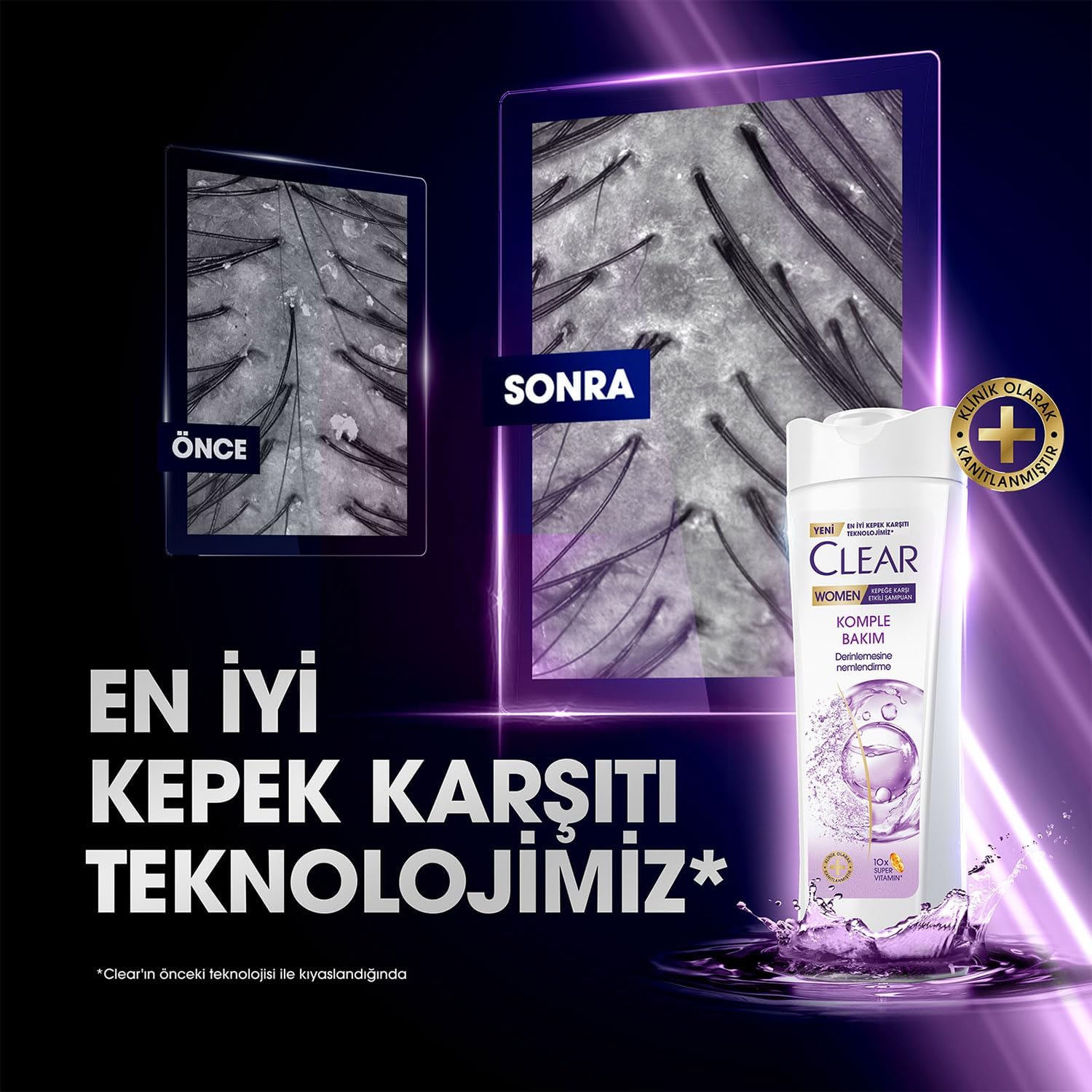 شامپو زنانه کلیر Komple Bakım با کمپلکس ویتامین ضد شوره 350 میلیلیتر | Clear Women Complete Care - تصویر 7