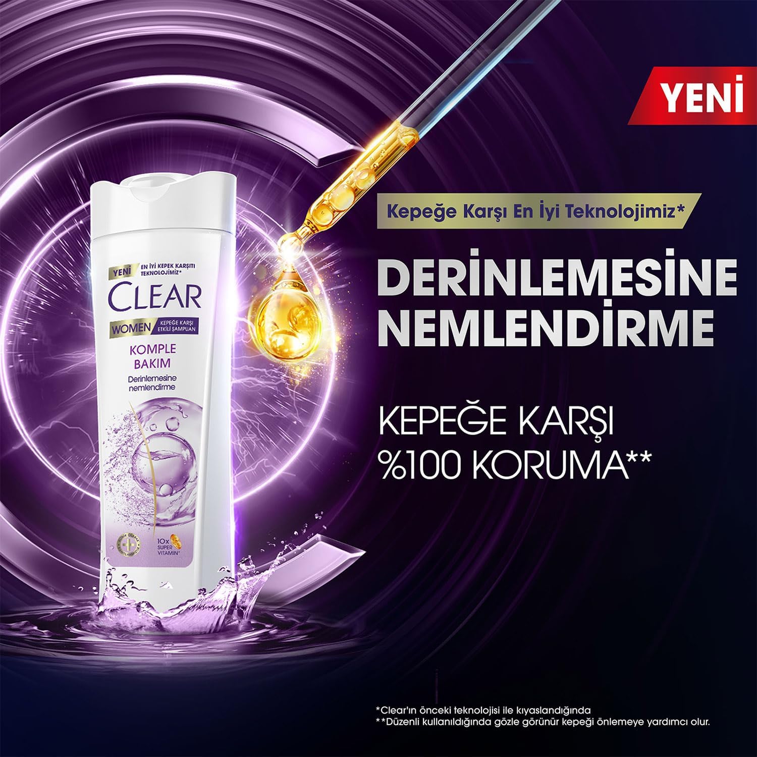 شامپو زنانه کلیر Komple Bakım با کمپلکس ویتامین ضد شوره 350 میلیلیتر | Clear Women Complete Care - تصویر 6