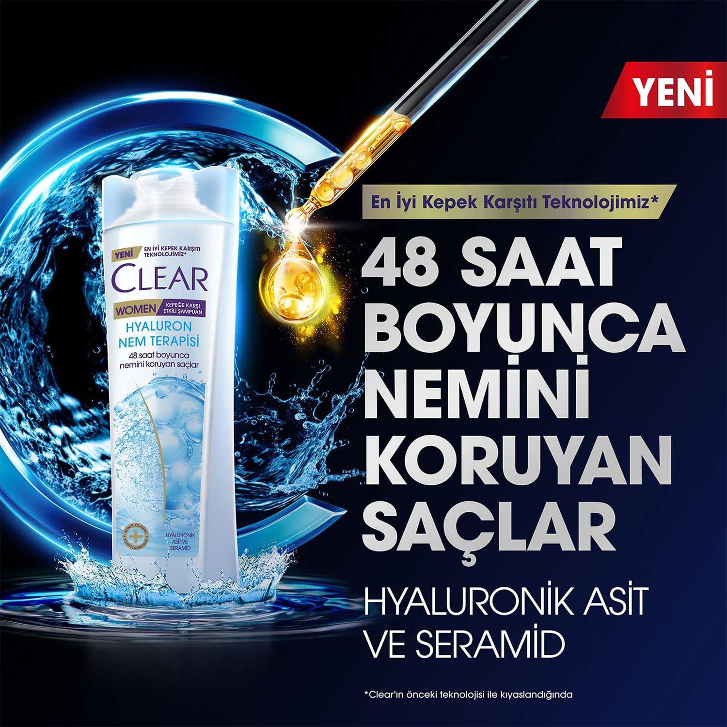 شامپو زنانه کلیر Hyaluron Nem Terapisi آبرسان و ضد شوره 350 میلیلیتر | Clear Women - تصویر 4